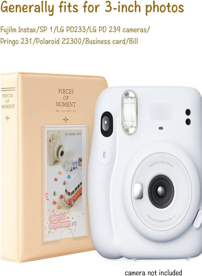 Zenko 2-Pack 64-Pockets Photo Album for Fujifilm Instax Mini 11 Mini12 7s 8 8+ 9 25 50s 70 90, 5 x 7.6 cm Mini Photo Album Compatible with Camera, Photo Book, Name Card Holder (Beige) - Image 3